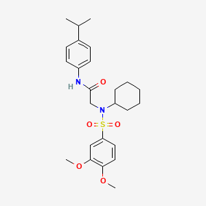 molecular formula C25H34N2O5S B3940417 N~2~-cyclohexyl-N~2~-[(3,4-dimethoxyphenyl)sulfonyl]-N~1~-(4-isopropylphenyl)glycinamide 