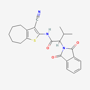 molecular formula C23H23N3O3S B3940423 N-(3-cyano-5,6,7,8-tetrahydro-4H-cyclohepta[b]thien-2-yl)-2-(1,3-dioxo-1,3-dihydro-2H-isoindol-2-yl)-3-methylbutanamide 