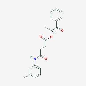 molecular formula C20H21NO4 B3940430 1-methyl-2-oxo-2-phenylethyl 4-[(3-methylphenyl)amino]-4-oxobutanoate 