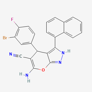 molecular formula C23H14BrFN4O B3940491 6-amino-4-(3-bromo-4-fluorophenyl)-3-(1-naphthyl)-1,4-dihydropyrano[2,3-c]pyrazole-5-carbonitrile 