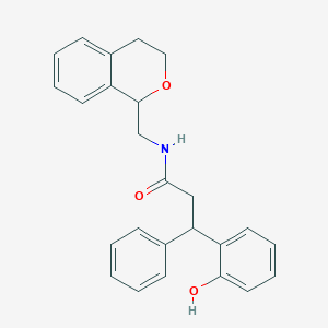 molecular formula C25H25NO3 B3940500 N-(3,4-dihydro-1H-isochromen-1-ylmethyl)-3-(2-hydroxyphenyl)-3-phenylpropanamide 