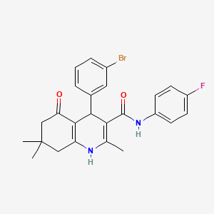 molecular formula C25H24BrFN2O2 B3940508 4-(3-bromophenyl)-N-(4-fluorophenyl)-2,7,7-trimethyl-5-oxo-1,4,5,6,7,8-hexahydro-3-quinolinecarboxamide 