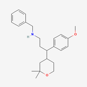 molecular formula C24H33NO2 B3940511 N-benzyl-3-(2,2-dimethyltetrahydro-2H-pyran-4-yl)-3-(4-methoxyphenyl)-1-propanamine 