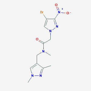 molecular formula C12H15BrN6O3 B3940537 2-(4-bromo-3-nitro-1H-pyrazol-1-yl)-N-[(1,3-dimethyl-1H-pyrazol-4-yl)methyl]-N-methylacetamide 
