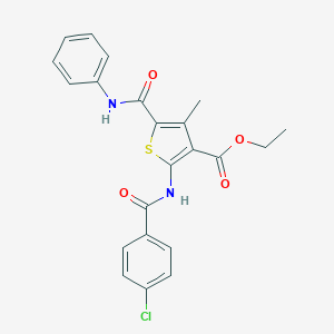 molecular formula C22H19ClN2O4S B394056 Ethyl 5-(anilinocarbonyl)-2-[(4-chlorobenzoyl)amino]-4-methyl-3-thiophenecarboxylate 