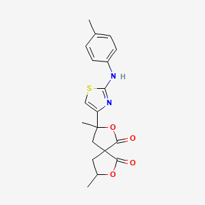 molecular formula C19H20N2O4S B3940581 3,8-dimethyl-3-{2-[(4-methylphenyl)amino]-1,3-thiazol-4-yl}-2,7-dioxaspiro[4.4]nonane-1,6-dione 