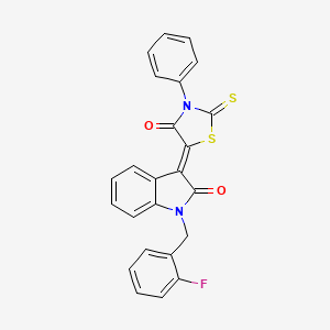 molecular formula C24H15FN2O2S2 B3940660 1-(2-fluorobenzyl)-3-(4-oxo-3-phenyl-2-thioxo-1,3-thiazolidin-5-ylidene)-1,3-dihydro-2H-indol-2-one 