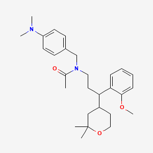 molecular formula C28H40N2O3 B3940686 N-[4-(dimethylamino)benzyl]-N-[3-(2,2-dimethyltetrahydro-2H-pyran-4-yl)-3-(2-methoxyphenyl)propyl]acetamide CAS No. 309741-12-6