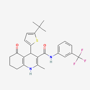 molecular formula C26H27F3N2O2S B3940692 4-(5-tert-butyl-2-thienyl)-2-methyl-5-oxo-N-[3-(trifluoromethyl)phenyl]-1,4,5,6,7,8-hexahydro-3-quinolinecarboxamide 