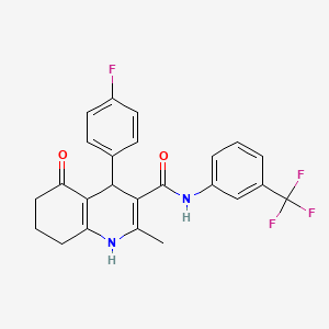 molecular formula C24H20F4N2O2 B3940705 4-(4-fluorophenyl)-2-methyl-5-oxo-N-[3-(trifluoromethyl)phenyl]-1,4,5,6,7,8-hexahydro-3-quinolinecarboxamide 