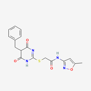 molecular formula C17H16N4O4S B3940747 2-[(5-benzyl-4,6-dioxo-1,4,5,6-tetrahydro-2-pyrimidinyl)thio]-N-(5-methyl-3-isoxazolyl)acetamide 