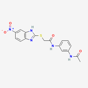 molecular formula C17H15N5O4S B3940750 N-[3-(acetylamino)phenyl]-2-[(5-nitro-1H-benzimidazol-2-yl)thio]acetamide 