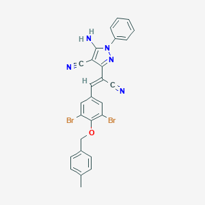 molecular formula C27H19Br2N5O B394079 5-amino-3-(1-cyano-2-{3,5-dibromo-4-[(4-methylbenzyl)oxy]phenyl}vinyl)-1-phenyl-1H-pyrazole-4-carbonitrile 