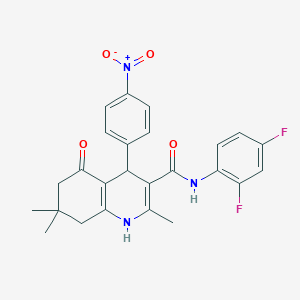 molecular formula C25H23F2N3O4 B3940807 N-(2,4-difluorophenyl)-2,7,7-trimethyl-4-(4-nitrophenyl)-5-oxo-1,4,5,6,7,8-hexahydro-3-quinolinecarboxamide 