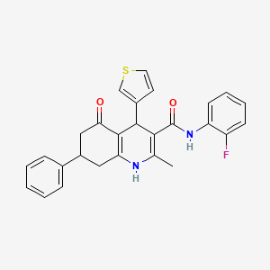 molecular formula C27H23FN2O2S B3940887 N-(2-fluorophenyl)-2-methyl-5-oxo-7-phenyl-4-(3-thienyl)-1,4,5,6,7,8-hexahydro-3-quinolinecarboxamide 
