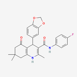 molecular formula C26H25FN2O4 B3940915 4-(1,3-benzodioxol-5-yl)-N-(4-fluorophenyl)-2,7,7-trimethyl-5-oxo-1,4,5,6,7,8-hexahydro-3-quinolinecarboxamide 