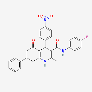 molecular formula C29H24FN3O4 B3940948 N-(4-fluorophenyl)-2-methyl-4-(4-nitrophenyl)-5-oxo-7-phenyl-1,4,5,6,7,8-hexahydro-3-quinolinecarboxamide 