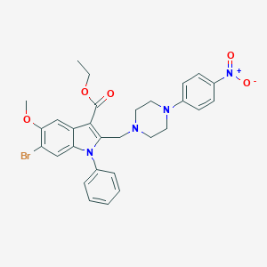 ethyl 6-bromo-5-methoxy-2-{[4-(4-nitrophenyl)piperazino]methyl}-1-phenyl-1H-indole-3-carboxylate