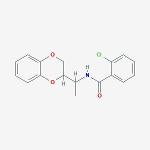 molecular formula C17H16ClNO3 B3940966 2-chloro-N-[1-(2,3-dihydro-1,4-benzodioxin-2-yl)ethyl]benzamide 