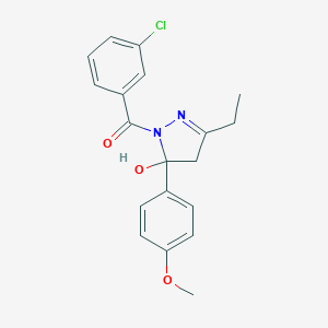 (3-chlorophenyl)[3-ethyl-5-hydroxy-5-(4-methoxyphenyl)-4,5-dihydro-1H-pyrazol-1-yl]methanone