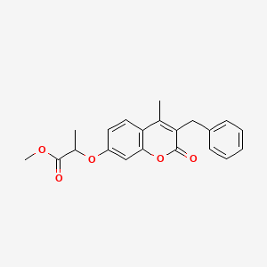 molecular formula C21H20O5 B3941079 methyl 2-[(3-benzyl-4-methyl-2-oxo-2H-chromen-7-yl)oxy]propanoate 