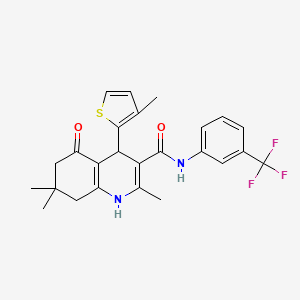 molecular formula C25H25F3N2O2S B3941093 2,7,7-trimethyl-4-(3-methyl-2-thienyl)-5-oxo-N-[3-(trifluoromethyl)phenyl]-1,4,5,6,7,8-hexahydro-3-quinolinecarboxamide 