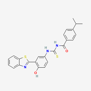 molecular formula C24H21N3O2S2 B3941125 N-({[3-(1,3-benzothiazol-2-yl)-4-hydroxyphenyl]amino}carbonothioyl)-4-isopropylbenzamide 