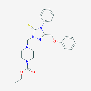 molecular formula C23H27N5O3S B394113 Ethyl 4-[[3-(phenoxymethyl)-4-phenyl-5-sulfanylidene-1,2,4-triazol-1-yl]methyl]piperazine-1-carboxylate CAS No. 311791-75-0