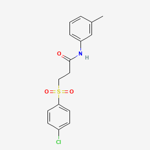 molecular formula C16H16ClNO3S B3941162 3-[(4-chlorophenyl)sulfonyl]-N-(3-methylphenyl)propanamide 