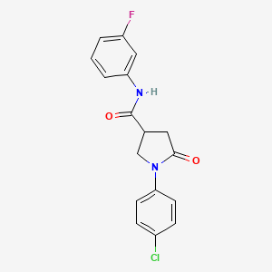 1-(4-chlorophenyl)-N-(3-fluorophenyl)-5-oxo-3-pyrrolidinecarboxamide