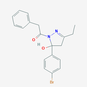 1-[5-(4-bromophenyl)-3-ethyl-5-hydroxy-4,5-dihydro-1H-pyrazol-1-yl]-2-phenyl-1-ethanone