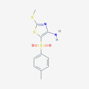 molecular formula C11H12N2O2S3 B039413 4-Amino-2-methylthio-5-tosylthiazole CAS No. 117420-82-3