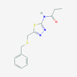 N-(5-Benzylsulfanylmethyl-[1,3,4]thiadiazol-2-yl)-propionamide