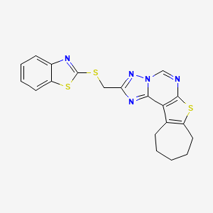 molecular formula C20H17N5S3 B3941354 2-[(1,3-benzothiazol-2-ylthio)methyl]-9,10,11,12-tetrahydro-8H-cyclohepta[4,5]thieno[3,2-e][1,2,4]triazolo[1,5-c]pyrimidine 