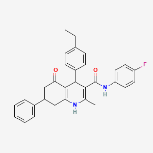 molecular formula C31H29FN2O2 B3941362 4-(4-ethylphenyl)-N-(4-fluorophenyl)-2-methyl-5-oxo-7-phenyl-1,4,5,6,7,8-hexahydro-3-quinolinecarboxamide 