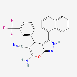 molecular formula C24H15F3N4O B3941373 6-amino-3-(1-naphthyl)-4-[3-(trifluoromethyl)phenyl]-1,4-dihydropyrano[2,3-c]pyrazole-5-carbonitrile 