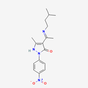 molecular formula C17H22N4O3 B3941377 5-methyl-4-{1-[(3-methylbutyl)amino]ethylidene}-2-(4-nitrophenyl)-2,4-dihydro-3H-pyrazol-3-one 