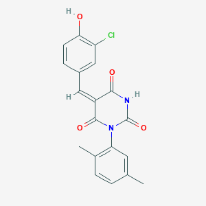 molecular formula C19H15ClN2O4 B3941408 5-(3-chloro-4-hydroxybenzylidene)-1-(2,5-dimethylphenyl)-2,4,6(1H,3H,5H)-pyrimidinetrione 