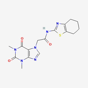 molecular formula C16H18N6O3S B3941412 2-(1,3-dimethyl-2,6-dioxo-1,2,3,6-tetrahydro-7H-purin-7-yl)-N-(4,5,6,7-tetrahydro-1,3-benzothiazol-2-yl)acetamide 