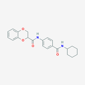 molecular formula C22H24N2O4 B3941413 N-{4-[(cyclohexylamino)carbonyl]phenyl}-2,3-dihydro-1,4-benzodioxine-2-carboxamide 