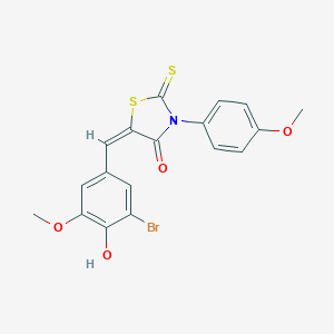 molecular formula C18H14BrNO4S2 B394145 5-(3-Bromo-4-hydroxy-5-methoxybenzylidene)-3-(4-methoxyphenyl)-2-thioxo-1,3-thiazolidin-4-one 