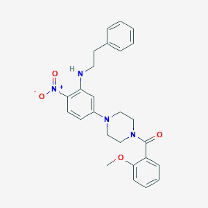 molecular formula C26H28N4O4 B3941463 5-[4-(2-methoxybenzoyl)-1-piperazinyl]-2-nitro-N-(2-phenylethyl)aniline 
