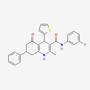 molecular formula C27H23FN2O2S B3941467 N-(3-fluorophenyl)-2-methyl-5-oxo-7-phenyl-4-(2-thienyl)-1,4,5,6,7,8-hexahydro-3-quinolinecarboxamide 