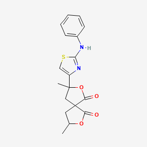 molecular formula C18H18N2O4S B3941473 3-(2-anilino-1,3-thiazol-4-yl)-3,8-dimethyl-2,7-dioxaspiro[4.4]nonane-1,6-dione 
