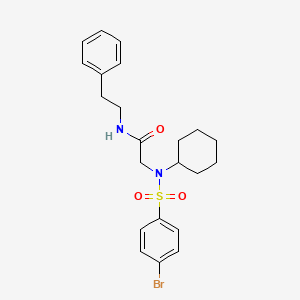 molecular formula C22H27BrN2O3S B3941486 N~2~-[(4-bromophenyl)sulfonyl]-N~2~-cyclohexyl-N~1~-(2-phenylethyl)glycinamide 
