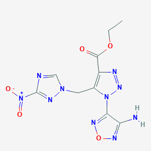 ethyl 1-(4-amino-1,2,5-oxadiazol-3-yl)-5-({3-nitro-1H-1,2,4-triazol-1-yl}methyl)-1H-1,2,3-triazole-4-carboxylate