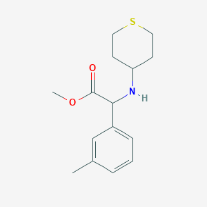 molecular formula C15H21NO2S B3941557 methyl (3-methylphenyl)(tetrahydro-2H-thiopyran-4-ylamino)acetate 