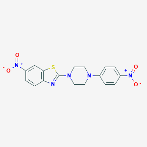 molecular formula C17H15N5O4S B394156 6-Nitro-2-[4-(4-nitrophenyl)piperazin-1-yl]-1,3-benzothiazole 