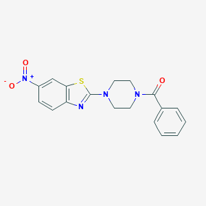 molecular formula C18H16N4O3S B394157 2-(4-Benzoyl-1-piperazinyl)-6-nitro-1,3-benzothiazole 
