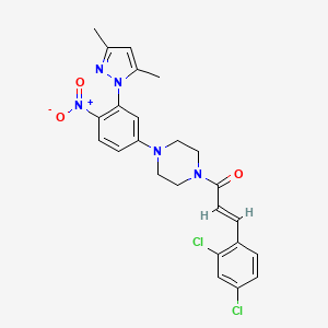 molecular formula C24H23Cl2N5O3 B3941596 1-[3-(2,4-dichlorophenyl)acryloyl]-4-[3-(3,5-dimethyl-1H-pyrazol-1-yl)-4-nitrophenyl]piperazine 
